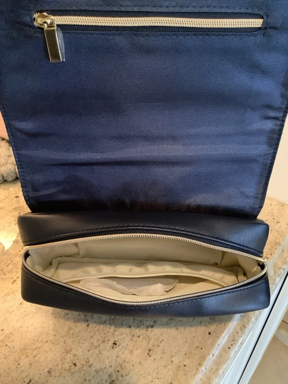 Clé de Peau Beauté Navy Geometric Cosmetic Bag